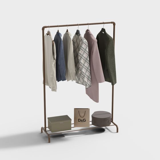 Low Poly Clothing Rack 3D model