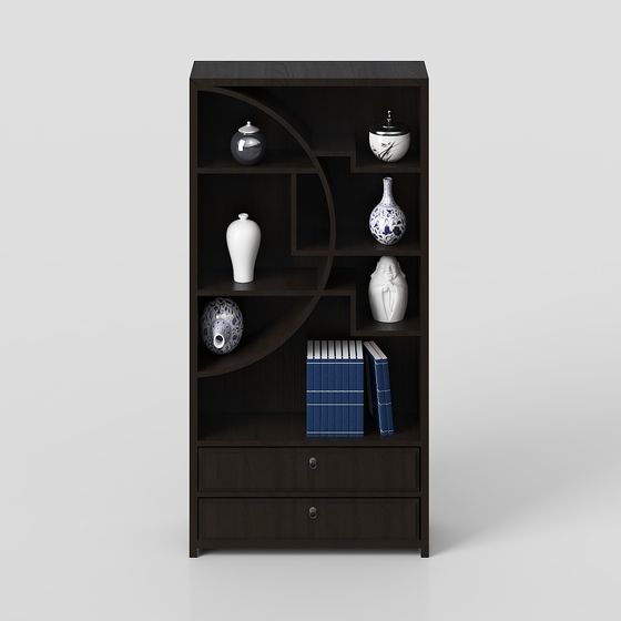 Elegant Low-Poly Bookshelf 3D model