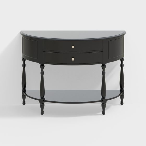 Elegant Semi-Circular Vanity Table 3D model
