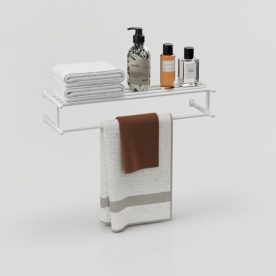 Modern Low-Poly Bathroom Towel Rack 3D model