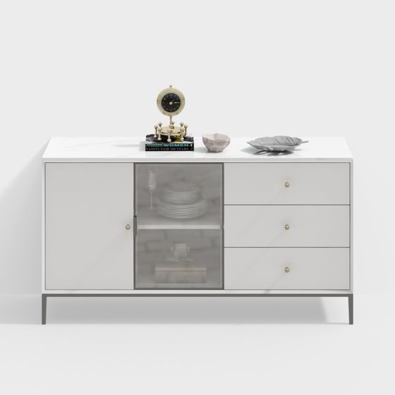 Modern Side Cabinet 3D Model in Gray