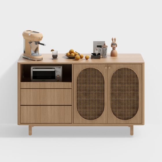 Brown Wabi-Sabi Style Cabinet 3D Model