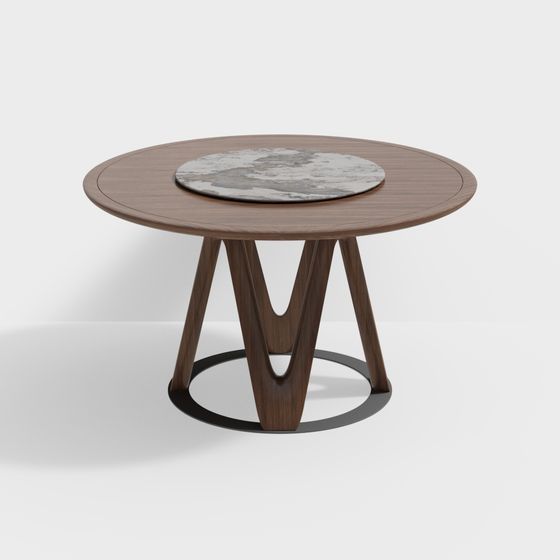 Brown Round Table HC-703 3D Model for Dining Spaces