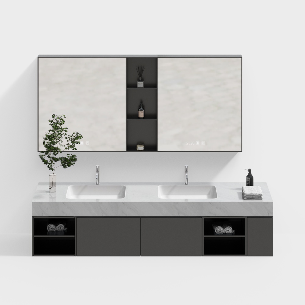 Doppelwaschbecken Badeschrank 003