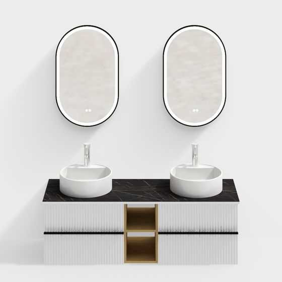 Elegant Double Sink 3D Model for Modern Bathrooms