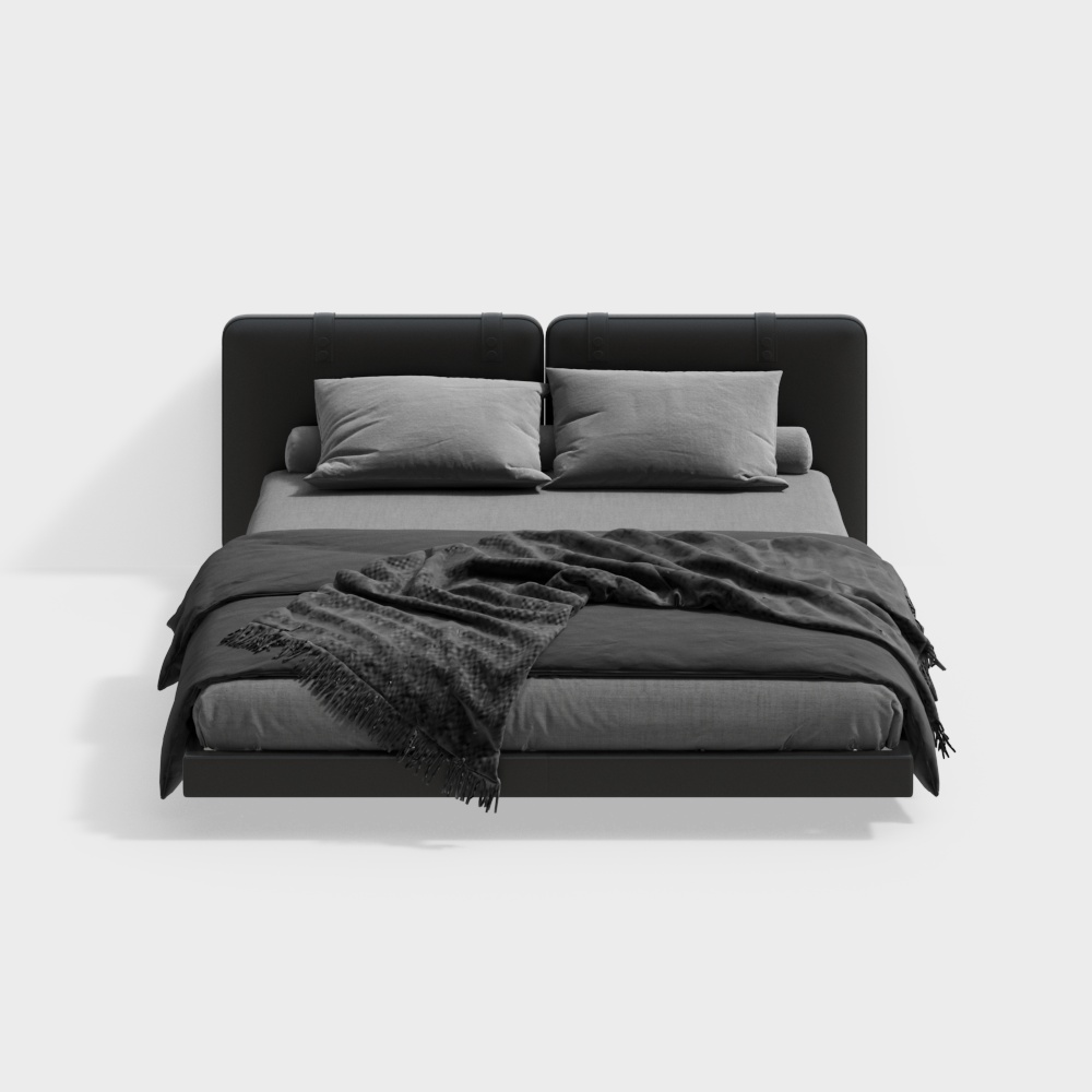 Elegant Low-Poly Bed 3D model for Modern Interiors