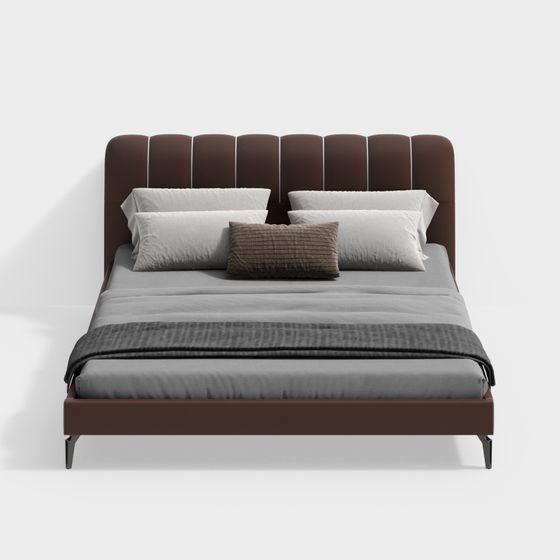 Chic Modern Bed 3D model for Stylish Interiors