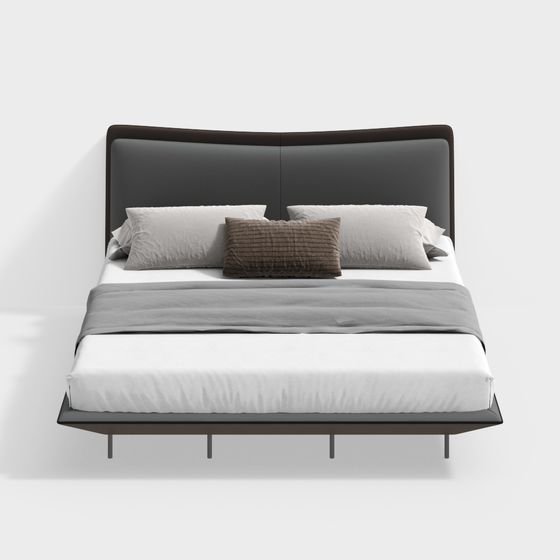 Elegant Low-Poly Bed 3D model for Modern Interiors
