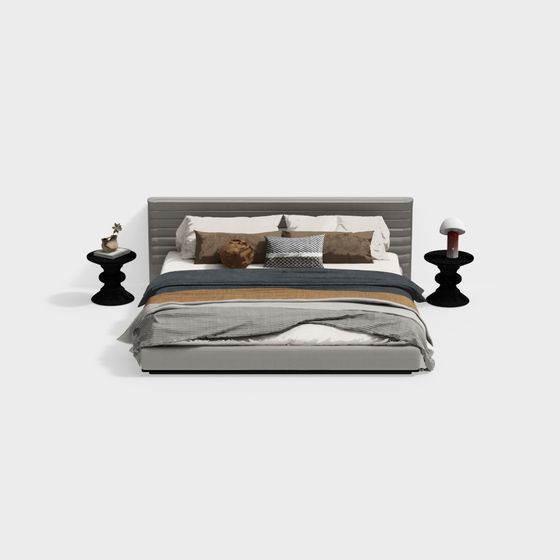 Elegant Low-Poly Bed 3D Model for Modern Interiors