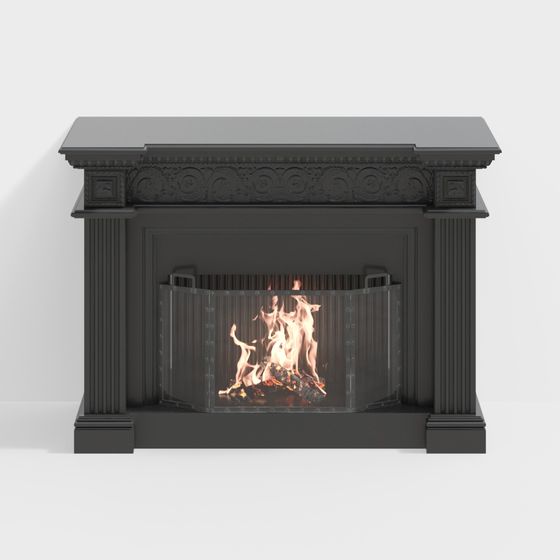 Stylish Low-Polygon Fireplace 3D model