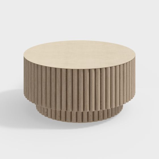 Stylish Cylindrical Wooden Coffee Table 3D model