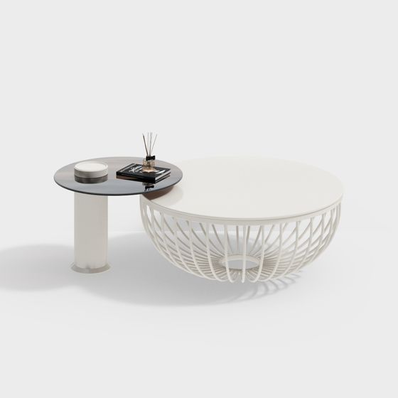 Bàn cà phê màu kem hiện đại