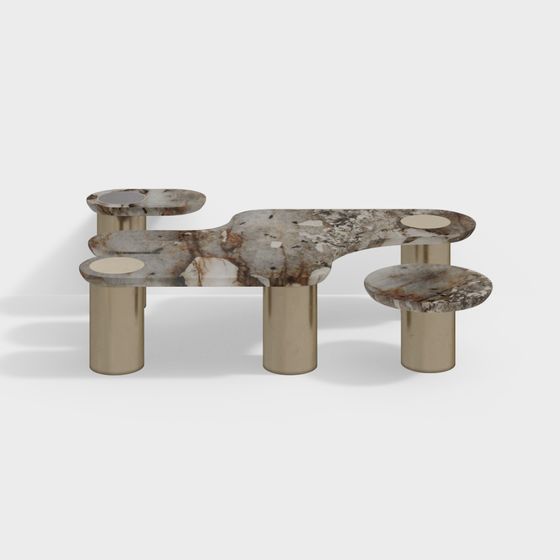 Streamlined Marble Coffee Table 3D model