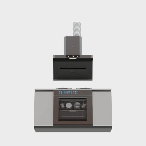 Modern Integrated Stove and Dishwasher 3D model