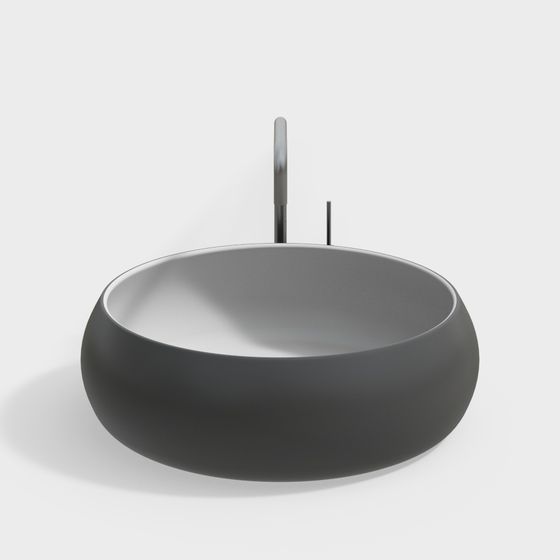 Sleek Round Basin 3D model for Modern Interiors