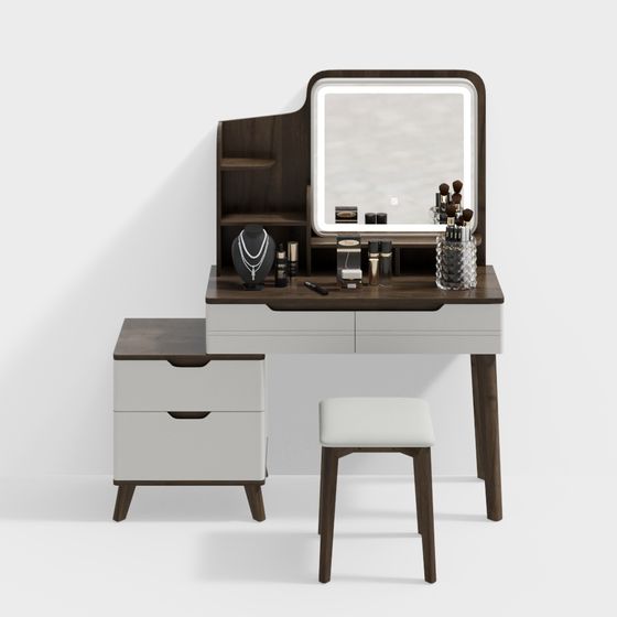 Elegant Modern Vintage Vanity Table 3D Model