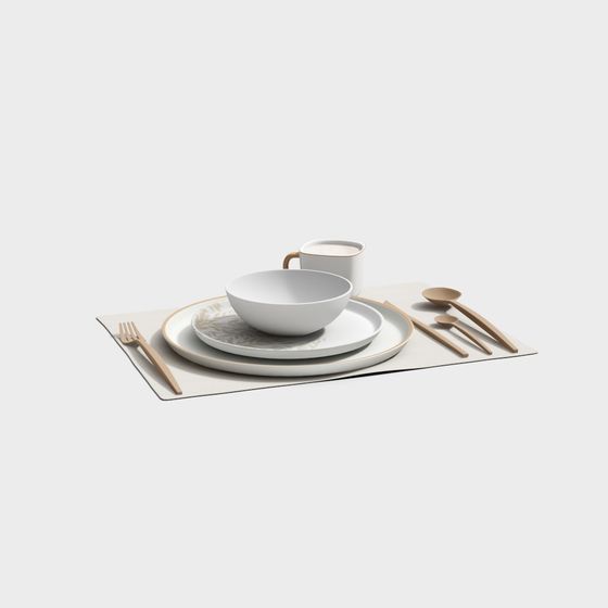Elegant Low-Polygon Dinnerware 3D Model