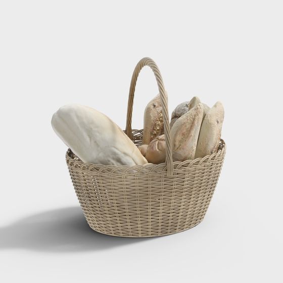 Rustic Woven Bread Basket 3D model