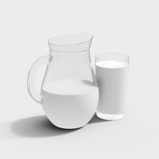 Glass Milk Jug and Cup 3D model