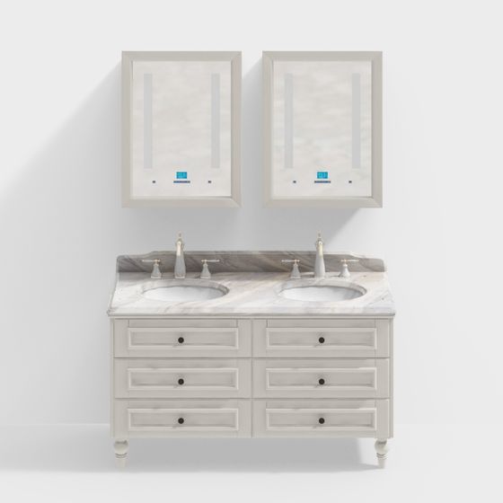 Elegant Double Vanity Bathroom Cabinet 3D model