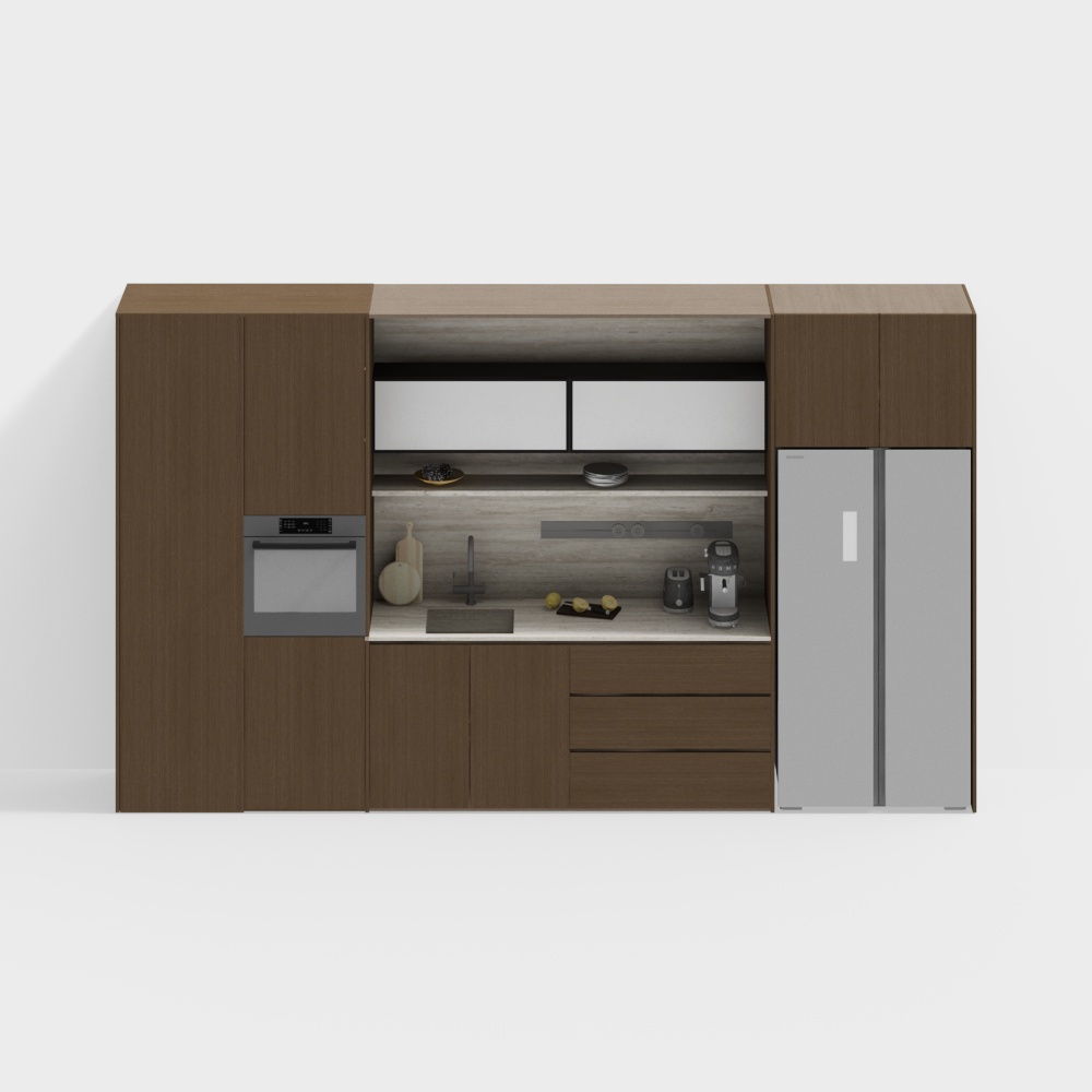 Modern Low-Polygon Kitchen Cabinet Door 3D Model