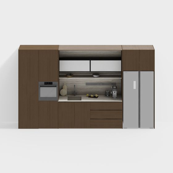 Modern Low-Polygon Kitchen Cabinet Door 3D model