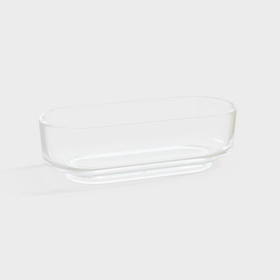 Elegant Oval Glass Bowl 3D model