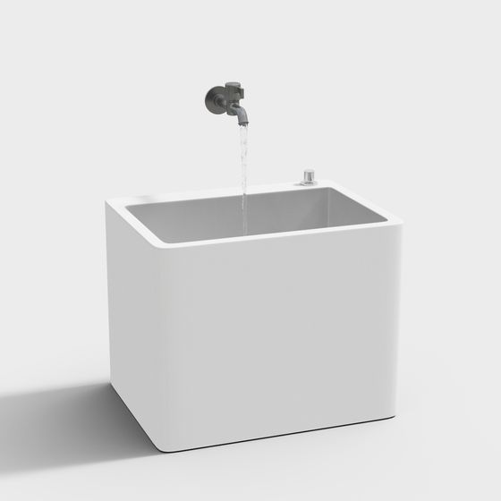 Modern White Mop Sink 3D Model for Kitchens