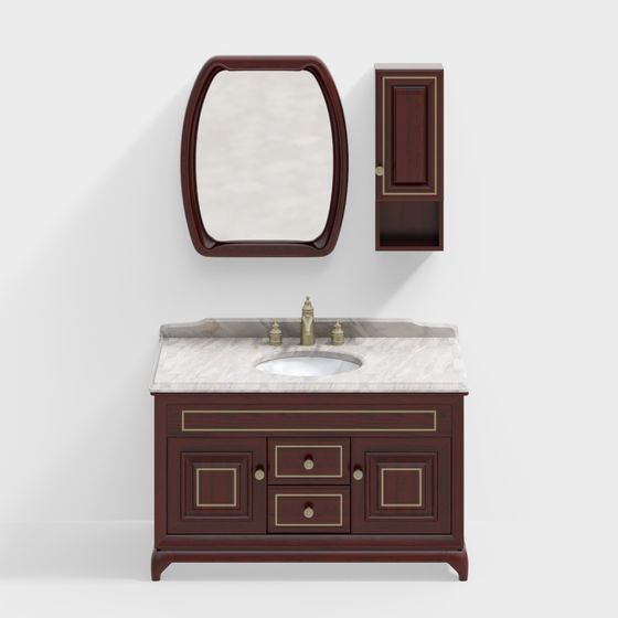Elegant Vintage Bathroom Cabinet 3D model