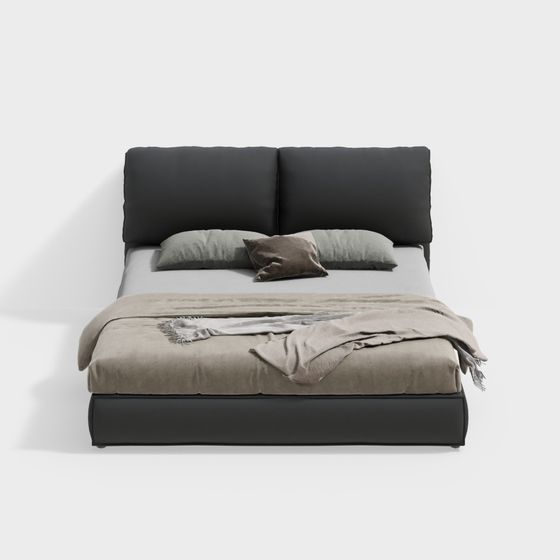 Elegant Minimalist Bed 3D model
