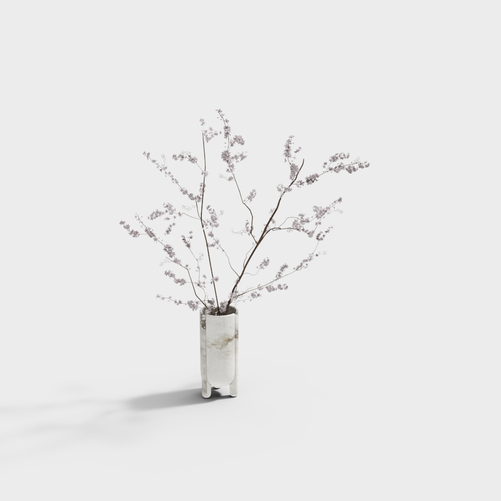Snowy Branch Vase 3D model