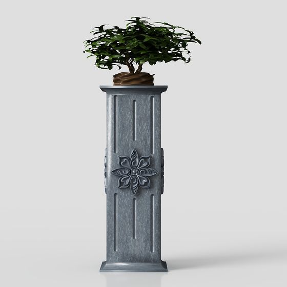 Stylish Stone Flower Column 3D model