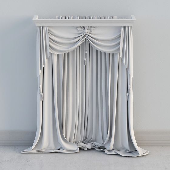 Stylish Low-Poly Curtain 3D model for Contemporary Designs