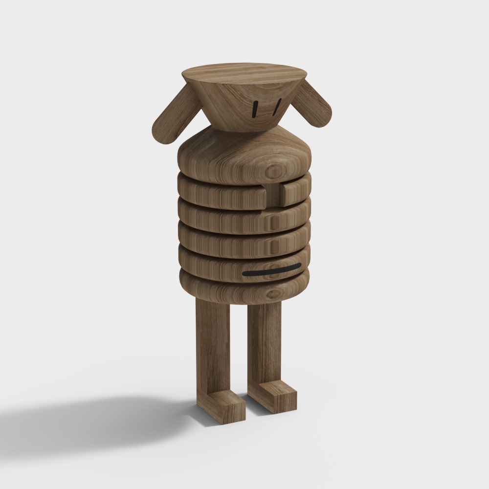 Charming Wooden Sheep 3D model