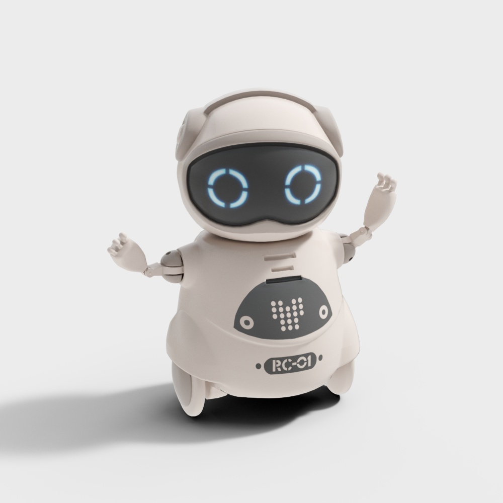 Adorable Low-Poly Robot RC-01 3D model