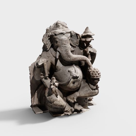 Stone Elephant God 3D Model