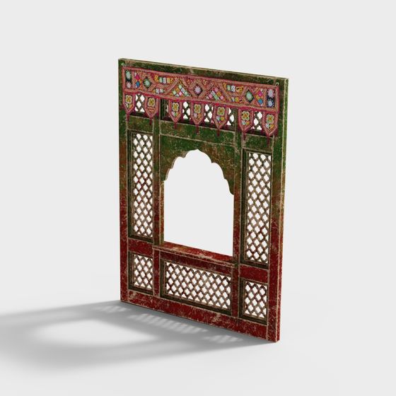 Low-Poly Vintage Decorative Door 3D model for Creative Projects