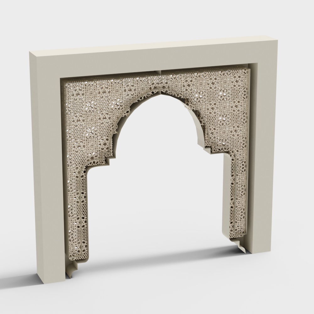 European arch with curtain brown