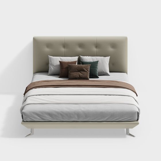 Chic Low-Poly Bed 3D model for Modern Interiors