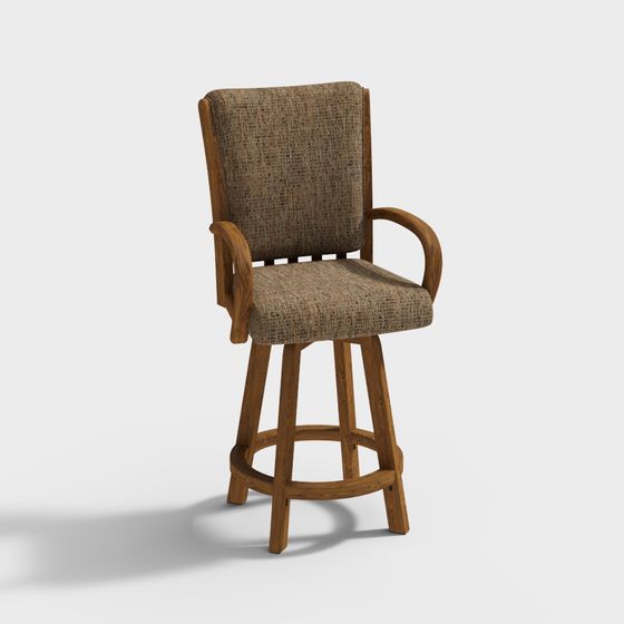 Retro Bar Stool 3D model with Artistic Charm