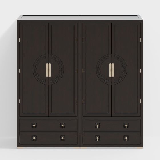 Elegant Chinese Wardrobe 3D model for Modern Designs