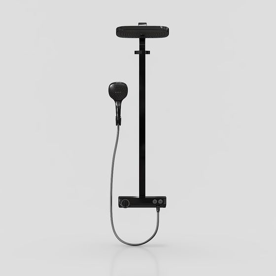 Minimalist Black Shower System 3D model