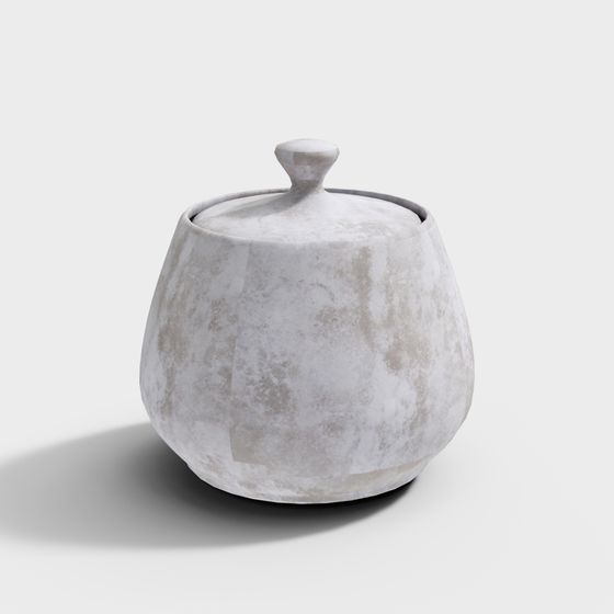 Vintage Gray Ceramic Jar 3D model