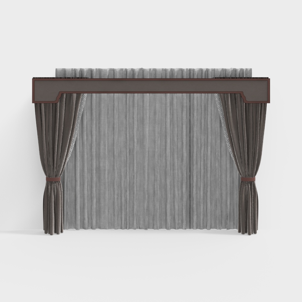 Elegant Low-Poly Curtain 3D Model