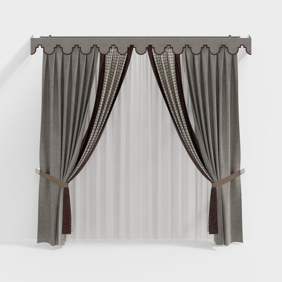 Elegant Low-Poly Curtain 3D model with High Detail