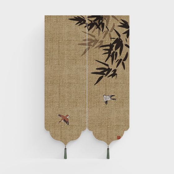 Oriental-Inspired Low Polygon Screen 3D model