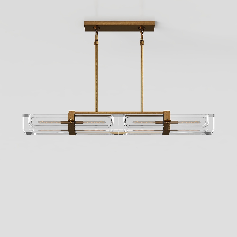 Elegant 3D Lighting Fixture – Golden Metal & Glass