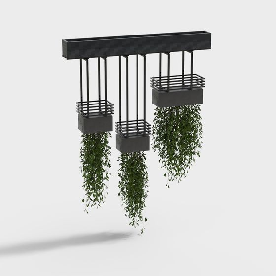 Hanging Planter Box 3D model: Modern Urban Greenery Accent
