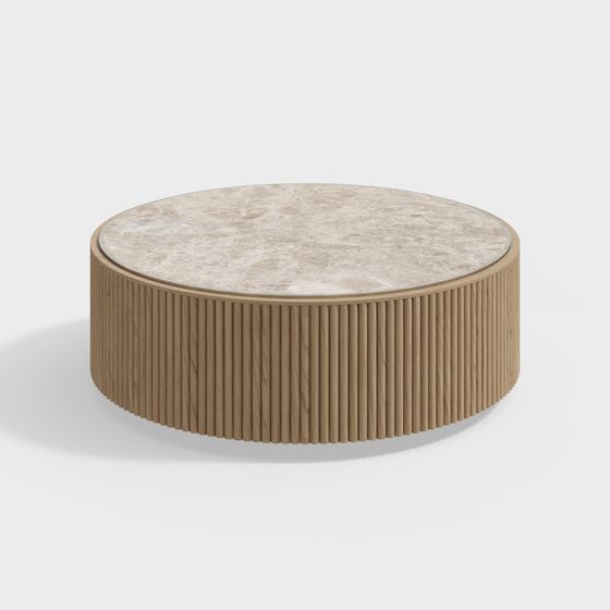 Elegant Round Wooden Coffee Table 3D model for Modern Spaces