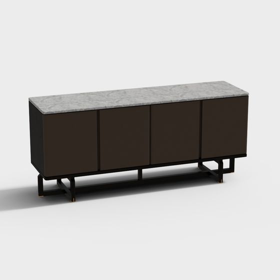 Minimalist Industrial TV Cabinet 3D model